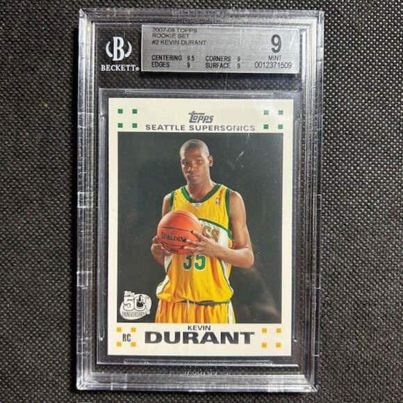 2007-08 Topps Rookie Set Kevin Durant #2 Rookie RC Basketball Card BGS 9 Mint - Picture 1 of 3